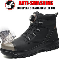 Stivali Da Lavoro Unisex con punta in Acciaio Rinforzato e Chiusura con Bottone